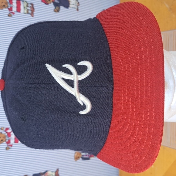 Vintage Atlanta Braves New Era Diamond Collection blue & red wool fitted hat71/8 - Picture 5 of 10